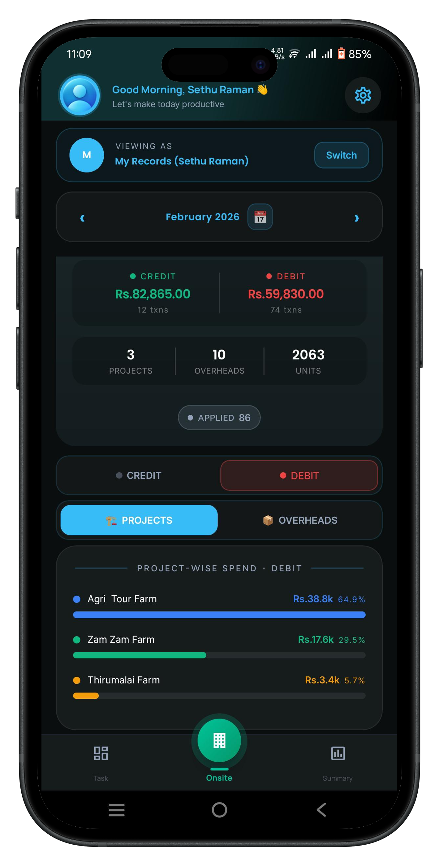 Petty Cash App mobile app mockup