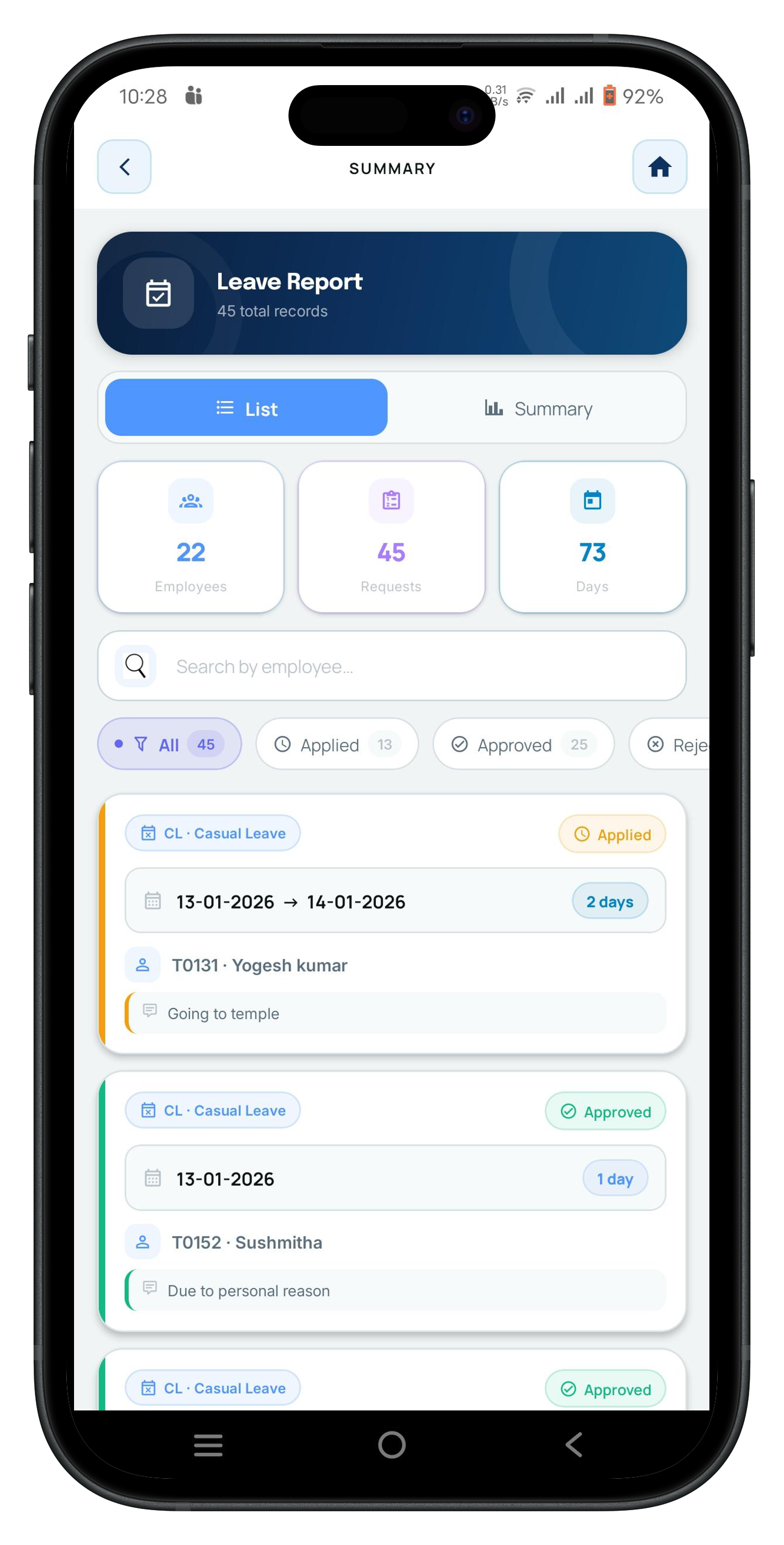 Request Management App mobile app mockup