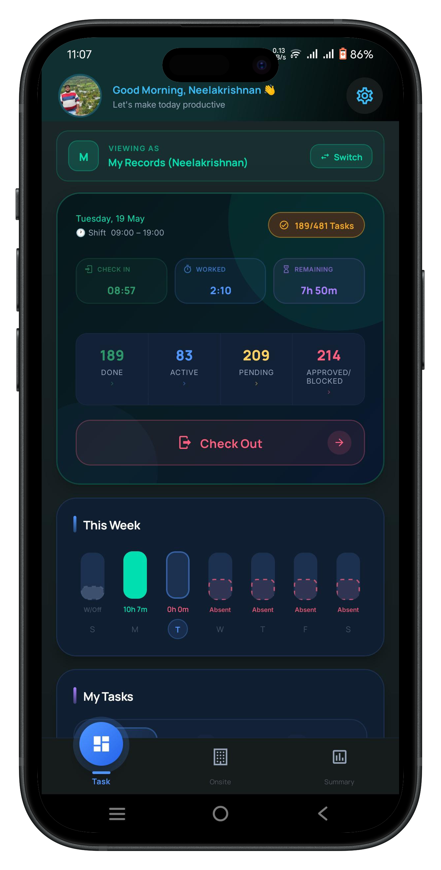 Task Management App mobile app mockup